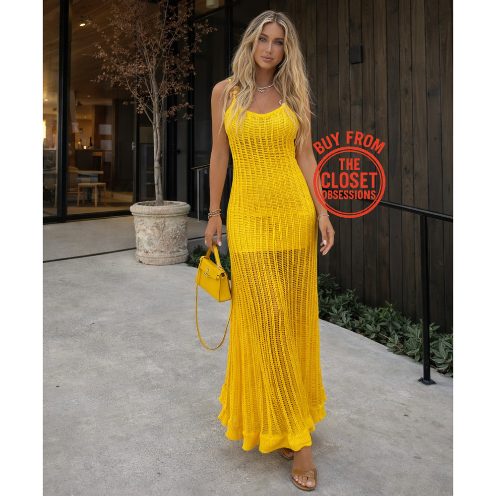 Mango x Simon Miller NWT Yellow Knit Maxi Dress 6 - Picture 4 of 16